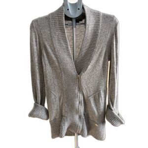 AX Armani Exchange Women's Gray Zip Sweater Medium Polished Elevated Basic